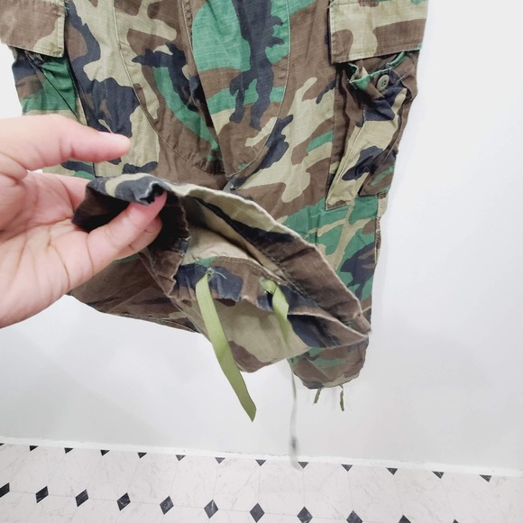 Vintage Woodland Camo Military Trousers Poplin Combat Tropical Size M Regular - Picture 8 of 12
